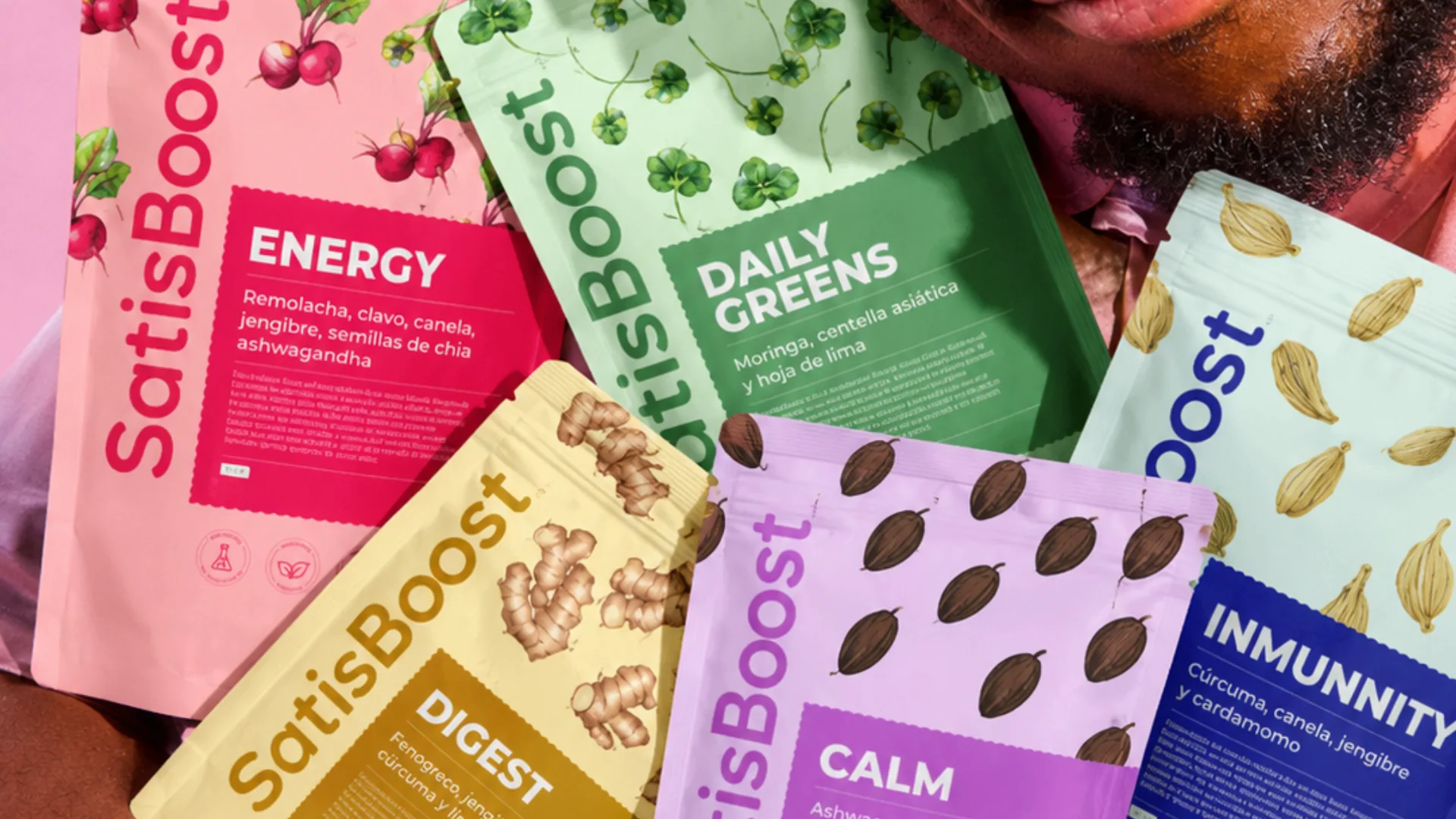 Satislent — dirección de arte y packaging para marca de nutrición deportiva